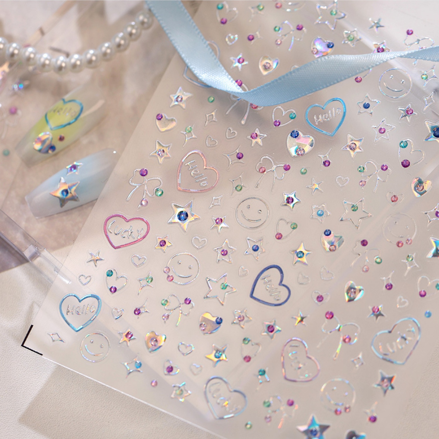 Gold Foil Flakes - Holographic Dopamine Nail Decals 5D Laser