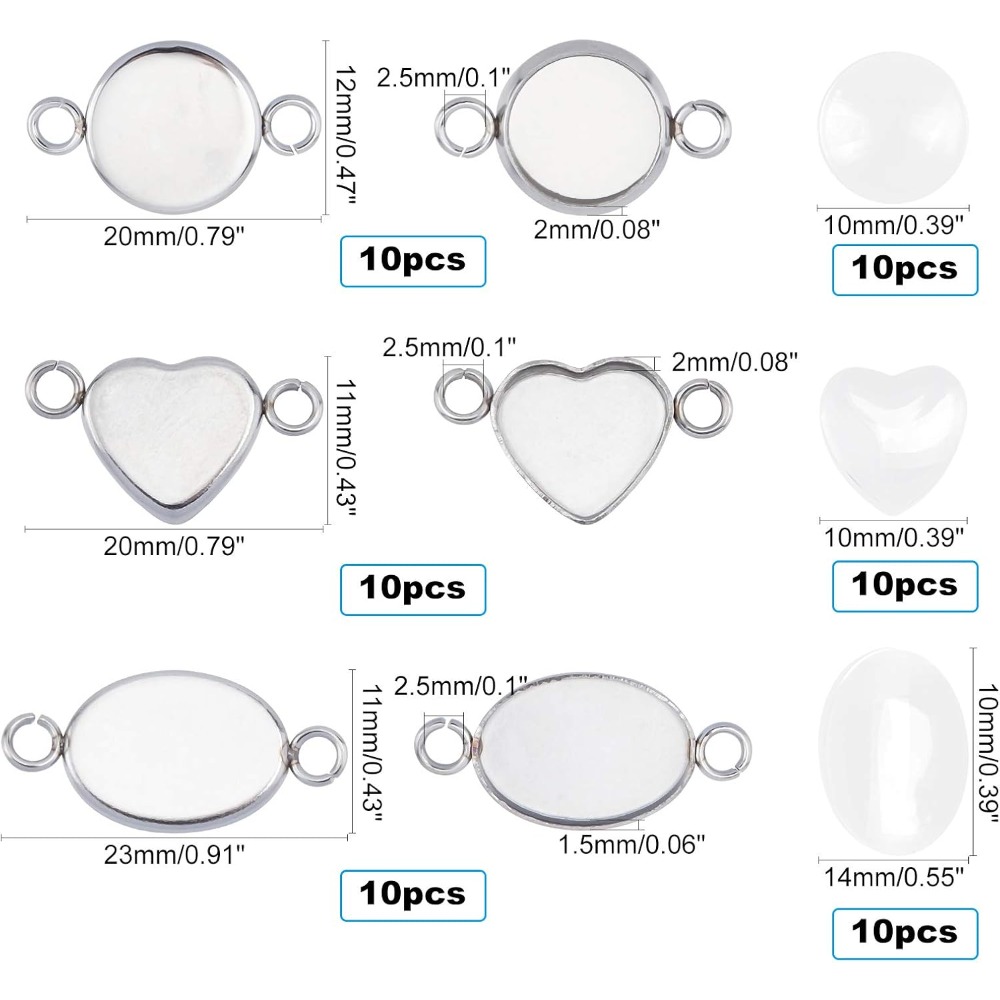 30 Sets Oval/Flat Round/Heart  - Bezels Set Pendant recensione e prezzo