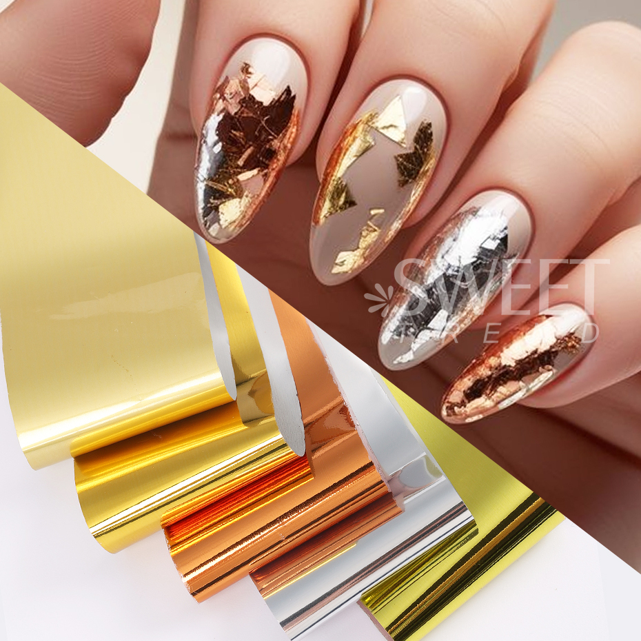10pcs Metallic Nail Transfer F - Gold Foil Flakes recensione e prezzo