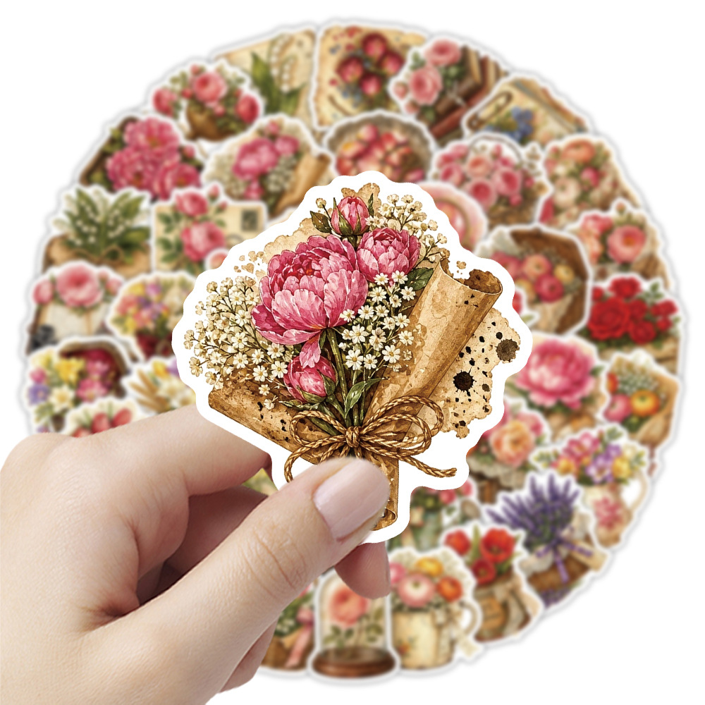 50Pcs Vintage Floral Stickers  - Dried Flower Bulk recensione e prezzo