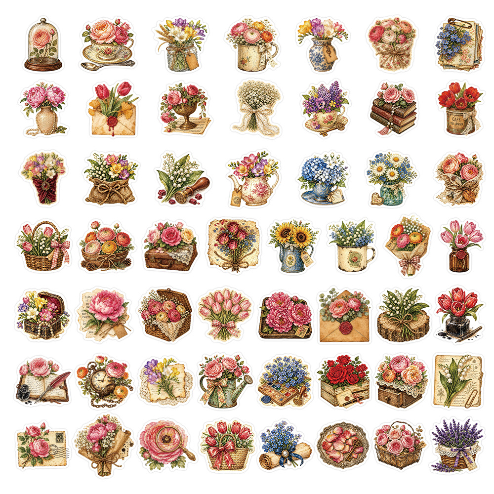 50Pcs Vintage Floral Stickers  - Dried Flower Bulk recensione e prezzo