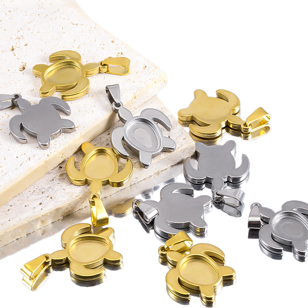 1pc 5pcs Stainless Steel Gold  - Bezels Set Pendant recensione e prezzo